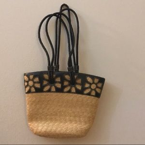 Cole Hann straw leather purse